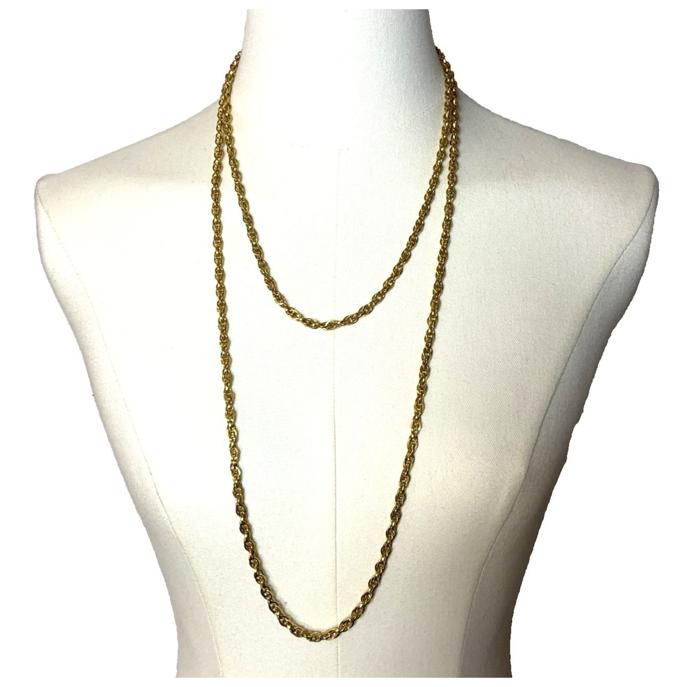 Vintage Crown Trifari Gold Tone Long Chain Necklace 55 Inch Layering Statement 25$